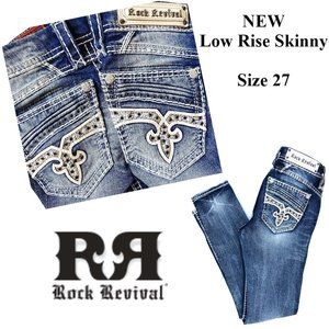 NEW! ROCK REVIVAL Calie Low Rise Skinny Jeans 27
